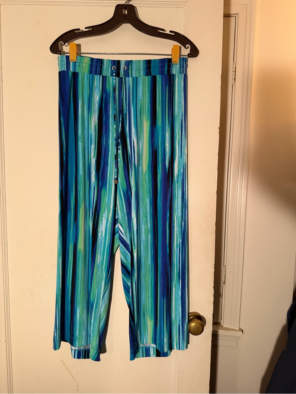 Blue & Teal Striped Pull-On Bottoms CAPRI